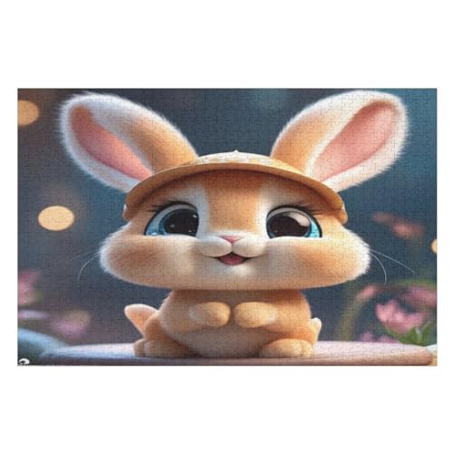1000 Teile Puzzle Für Jugendliche,Süßes Kaninchen Puzzles,Erwachsenenpuzzle,Holzpuzzles,Dekompressionsspiel,Spielzeugpuzzles （75×50cm） von PPZYY