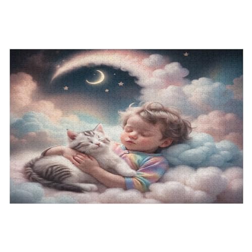 1000 Teile Puzzle Für Jungen Und Mädchen, Standard-Puzzles Süße Katze, Familienspiele, （75×50cm） von PPZYY