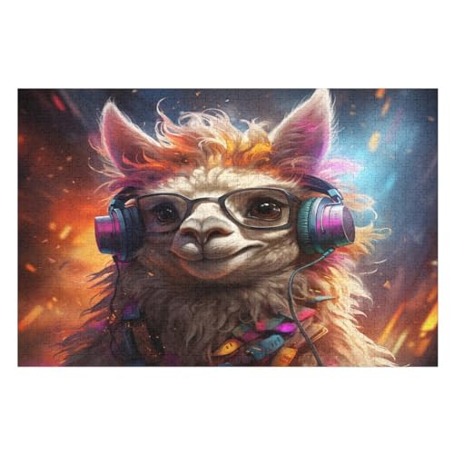 1000-teiliges Puzzle Für Erwachsene, Alpakas Holzpuzzle, Gehirn-Herausforderung,Puzzles Spielzeugspiel （75×50cm） von PPZYY
