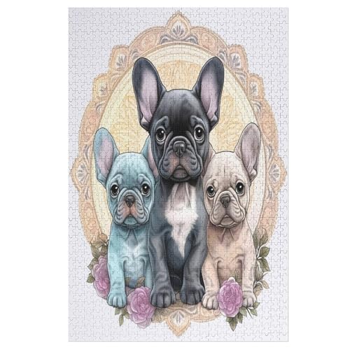 1000-teiliges Puzzle Für Erwachsene, French BullHund Holzpuzzle, Gehirn-Herausforderung,Puzzles Spielzeugspiel （78×53cm） von PPZYY