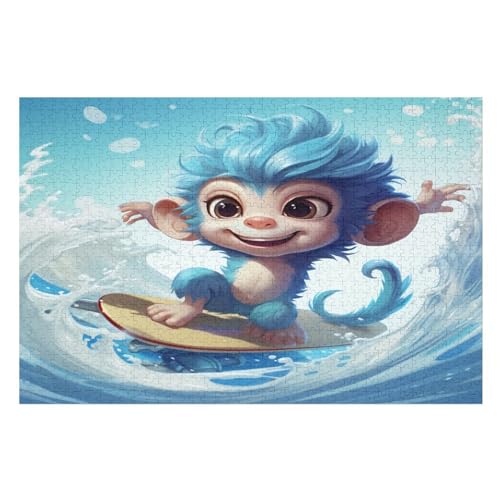 AFFE Puzzles 1000 Teile Erwachsener Kniffel Spaß Für Die Ganze Familie, Holzpuzzle Kinder Erwachsene, Impossible Puzzle Schwer （75×50cm） von PPZYY