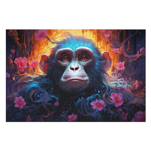 AFFE Puzzles 1000 Teile Erwachsener Kniffel Spaß Für Die Ganze Familie, Holzpuzzle Kinder Erwachsene, Impossible Puzzle Schwer （75×50cm） von PPZYY
