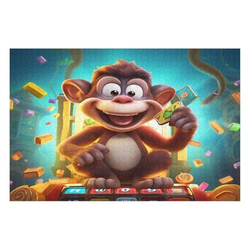AFFE Puzzles 1000 Teile Erwachsener Kniffel Spaß Für Die Ganze Familie, Holzpuzzle Kinder Erwachsene, Impossible Puzzle Schwer （75×50cm） von PPZYY