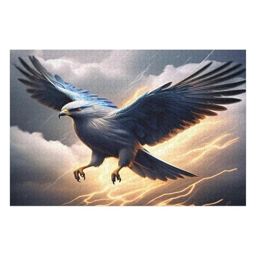 Adler Holzpuzzle 1000 Teile Klassische Puzzles Erwachsene Kinder Puzzle DIY Kit Holzspielzeug Einzigartiges Geschenk （75×50cm） von PPZYY