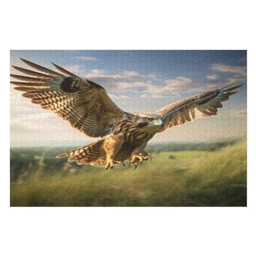 Adler Holzpuzzle 1000 Teile Klassische Puzzles Erwachsene Kinder Puzzle DIY Kit Holzspielzeug Einzigartiges Geschenk （75×50cm） von PPZYY