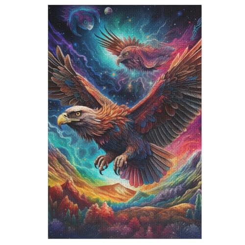 Adler Holzpuzzle 1000 Teile Klassische Puzzles Erwachsene Kinder Puzzle DIY Kit Holzspielzeug Einzigartiges Geschenk （78×53cm） von PPZYY