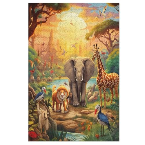 African Tier Puzzles 1000 Teile Für Jugendliche Kreatives Holzpuzzlespielzeug Familienspiel Schwierigkeitsgrad Herausforderungspuzzles （78×53cm） von PPZYY