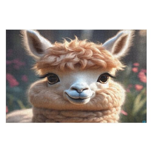 Alpaka Puzzle Für Erwachsene,1000-teiliges Puzzles, Für Kinder,Holzpuzzle,Lernspielzeug, （75×50cm） von PPZYY
