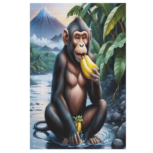 Animal AFFE 1000 Teile Puzzles Für Erwachsene, Impossible Puzzle, Geschicklichkeitsspiel Für Die Ganze Familie, Kinder Holzpuzzle （78×53cm） von PPZYY