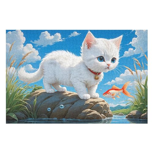 Animal Cute Katze Puzzles 1000 Teile Erwachsener Kniffel Spaß Für Die Ganze Familie, Holzpuzzle Kinder Erwachsene, Impossible Puzzle Schwer （75×50cm） von PPZYY