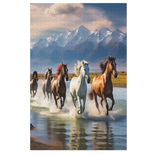Animal Horse Holzpuzzle - 1000 Teiliges Jigsaw Knobelspiel - Puzzle Für Erwachsene & Kinder - Outdoor & Reisespielzeug （78×53cm） von PPZYY