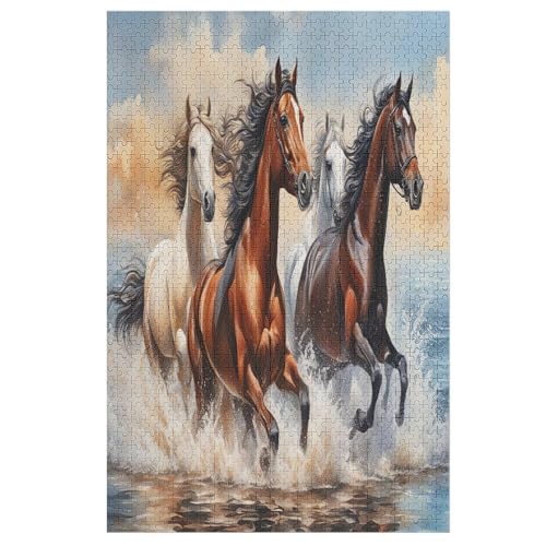 Animal Horse -Puzzle, 1000 Teile,Holzpuzzle Für Erwachsene Kinder, Lustiges Spielzeug, Denkspiel, Bildungsspiel, （78×53cm） von PPZYY