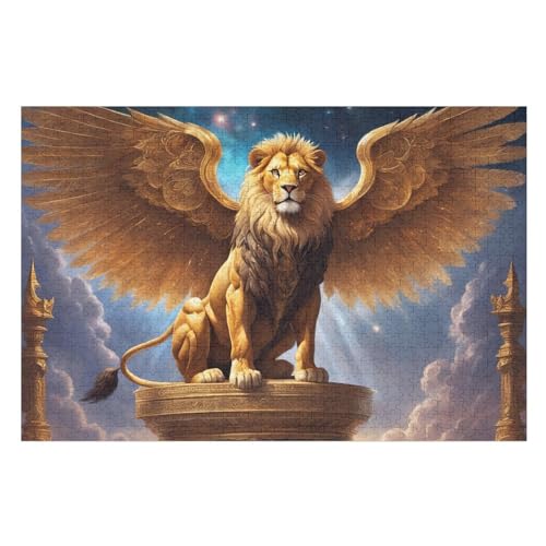 Animal Löwe -Puzzle, 1000 Teile,Holzpuzzle Für Erwachsene Kinder, Lustiges Spielzeug, Denkspiel, Bildungsspiel, （75×50cm） von PPZYY