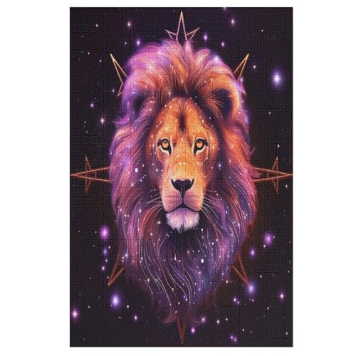 Animal Löwe -Puzzle, 1000 Teile,Holzpuzzle Für Erwachsene Kinder, Lustiges Spielzeug, Denkspiel, Bildungsspiel, （78×53cm） von PPZYY