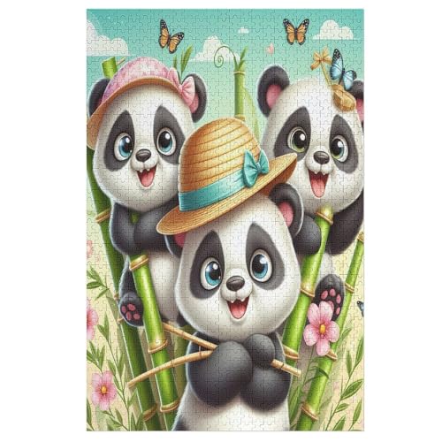 Animal Panda Holzpuzzle 1000 Teile, Knobelspiele Für Erwachsene, Teenager, Puzzles Unmögliche - Kinder Puzzle Zimmer Deko （78×53cm） von PPZYY