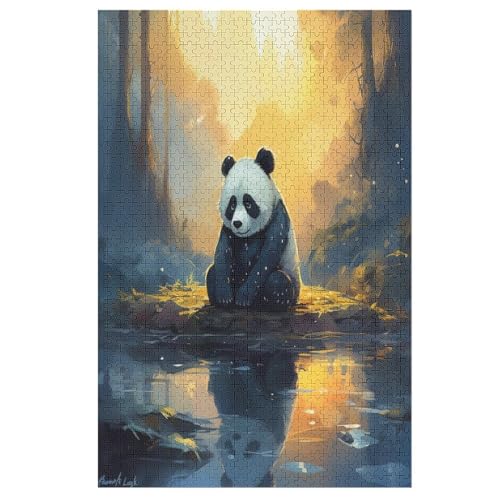 Animal Panda Puzzle 1000 Teile, Holzpuzzle Für Erwachsene Kinder, Impossible Puzzles, Geschicklichkeitsspiel Für Die Ganze Familie （78×53cm） von PPZYY