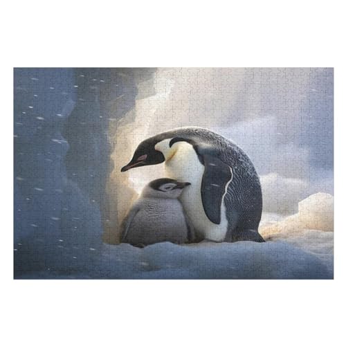 Animal Pinguin Puzzles 1000 Teile Erwachsener Kniffel Spaß Für Die Ganze Familie, Holzpuzzle Kinder Erwachsene, Impossible Puzzle Schwer （75×50cm） von PPZYY