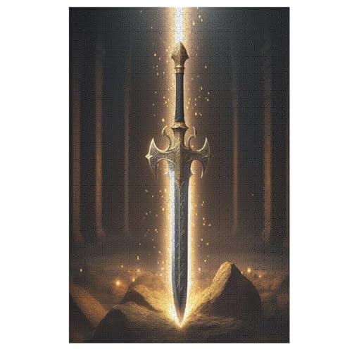 Antikes Schwert Puzzles 1000 Teile Erwachsener Kniffel Spaß Für Die Ganze Familie, Holzpuzzle Kinder Erwachsene, Impossible Puzzle Schwer （78×53cm） von PPZYY