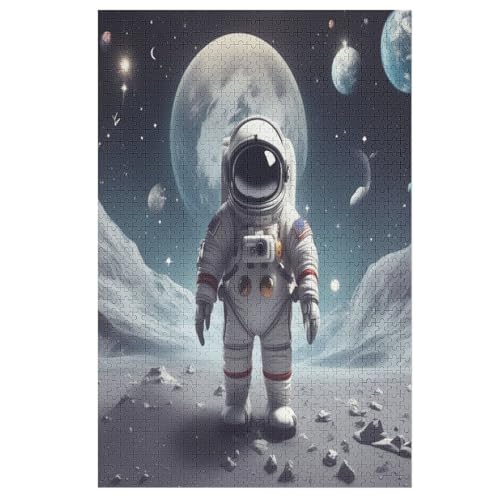 Astronaut Holzpuzzle 1000 Teile Klassische Puzzles Erwachsene Kinder Puzzle DIY Kit Holzspielzeug Einzigartiges Geschenk （78×53cm） von PPZYY