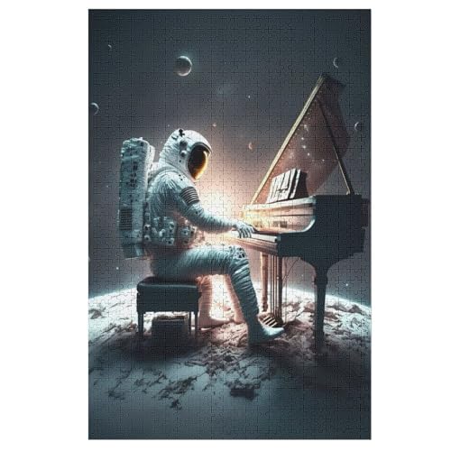 Astronaut Playing Piano Puzzle Für Erwachsene 1000 Teile Premium Recyceltes Brett Zum Lernen, Lernspielzeug, Familienspiele Kinder Holzpuzzle （78×53cm） von PPZYY
