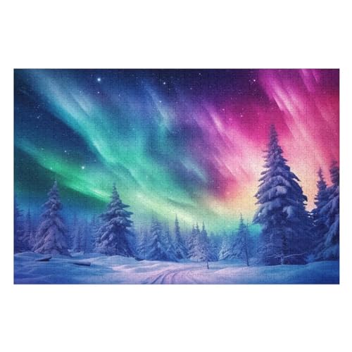 Aurora Puzzles 1000 Teile Erwachsener Kniffel Spaß Für Die Ganze Familie, Holzpuzzle Kinder Erwachsene, Impossible Puzzle Schwer （75×50cm） von PPZYY