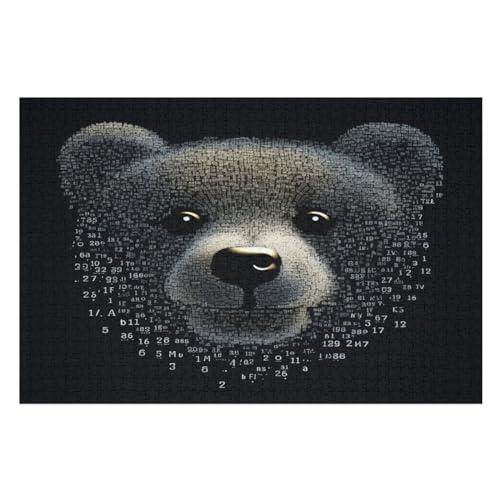 Bär Holzpuzzle 1000 Teile Klassische Puzzles Erwachsene Kinder Puzzle DIY Kit Holzspielzeug Einzigartiges Geschenk （75×50cm） von PPZYY