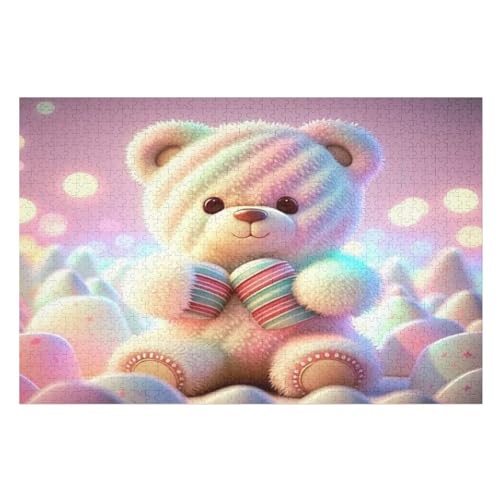 Bär Holzpuzzle 1000 Teile Klassische Puzzles Erwachsene Kinder Puzzle DIY Kit Holzspielzeug Einzigartiges Geschenk （75×50cm） von PPZYY