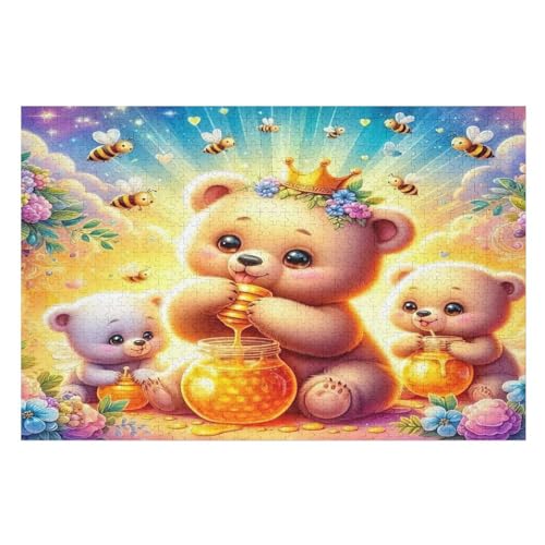 Bär Puzzles 1000 Teile Erwachsener Kniffel Spaß Für Die Ganze Familie, Holzpuzzle Kinder Erwachsene, Impossible Puzzle Schwer （75×50cm） von PPZYY
