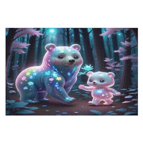 Bär Puzzles 1000 Teile Erwachsener Kniffel Spaß Für Die Ganze Familie, Holzpuzzle Kinder Erwachsene, Impossible Puzzle Schwer （75×50cm） von PPZYY