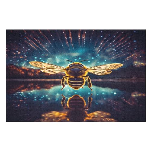 Biene Holzpuzzle 1000 Teile Klassische Puzzles Erwachsene Kinder Puzzle DIY Kit Holzspielzeug Einzigartiges Geschenk （75×50cm） von PPZYY