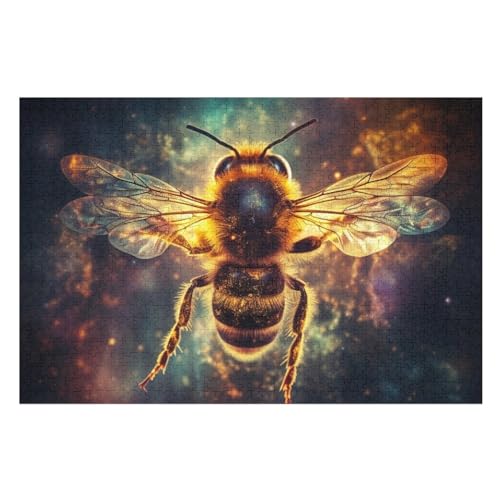 Biene Holzpuzzle - 1000 Teiliges Jigsaw Knobelspiel - Puzzle Für Erwachsene & Kinder - Outdoor & Reisespielzeug （75×50cm） von PPZYY