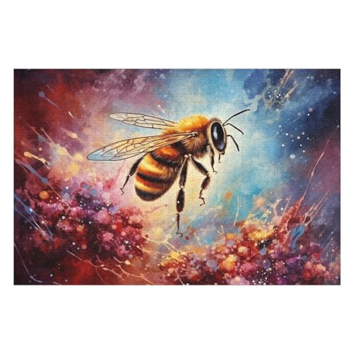 Biene Puzzle 1000 Teile, Holzpuzzle Herausforderndes Geschicklichkeitsspiel Für Die Ganze Familie, Kinder Erwachsenenpuzzle Ab 12 Jahren （75×50cm） von PPZYY