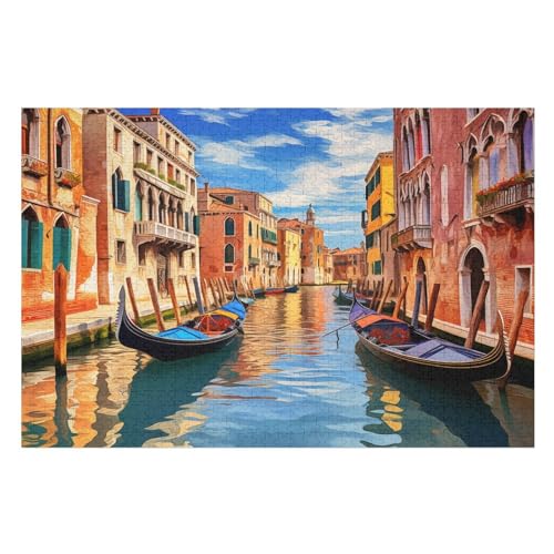 Blick auf den Kanal von Venedig Holzpuzzle Für Erwachsene Teenager Stress Abbauen Familien-Puzzlespiel Poster 1000-teiliges Puzzle Kinder Lernspiel （75×50cm） von PPZYY
