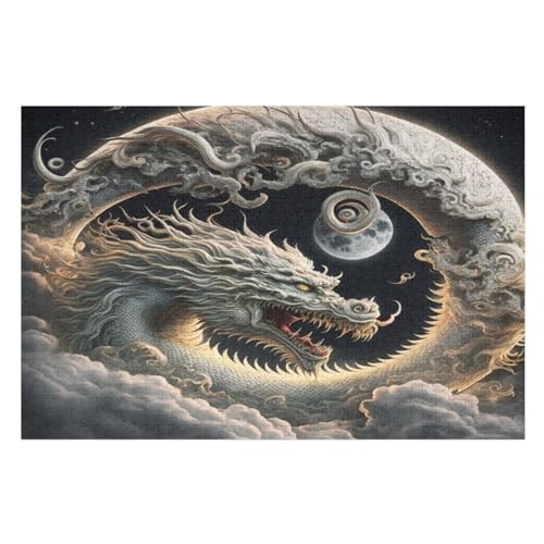 Brave Drache Puzzle 1000 Teile, Holzpuzzle Für Erwachsene Kinder, Impossible Puzzles, Geschicklichkeitsspiel Für Die Ganze Familie （75×50cm） von PPZYY
