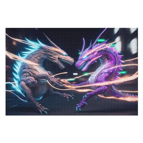 Brave Drache Puzzle Für Erwachsene,1000-teiliges Puzzles, Für Kinder,Holzpuzzle,Lernspielzeug, （75×50cm） von PPZYY