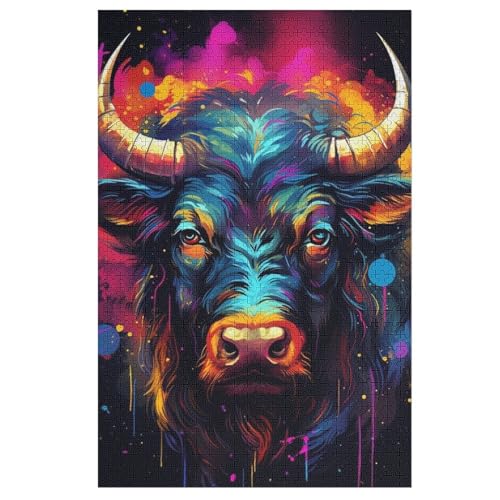 Büffel Puzzles 1000 Teile Erwachsener Kniffel Spaß Für Die Ganze Familie, Holzpuzzle Kinder Erwachsene, Impossible Puzzle Schwer （78×53cm） von PPZYY