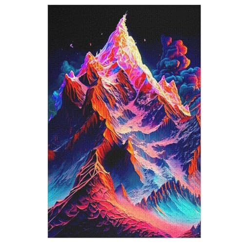 Bunter Berg-Puzzlespiel Aus Holz, 1000 Puzzleteile, Kreatives Puzzle Für Teenager Und Erwachsene, Kreatives Spielzeug, Puzzles, （78×53cm） von PPZYY