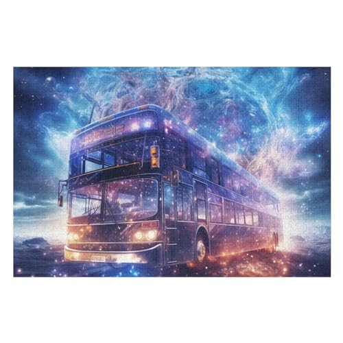 Bus Auto Holzpuzzle - 1000 Teiliges Jigsaw Knobelspiel - Puzzle Für Erwachsene & Kinder - Outdoor & Reisespielzeug （75×50cm） von PPZYY