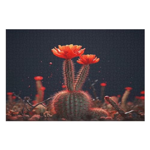 Cactus-Puzzlespiel Aus Holz, 1000 Puzzleteile, Puzzle Für Teenager Und Erwachsene, Kreatives Spielzeug, Puzzles, （75×50cm） von PPZYY