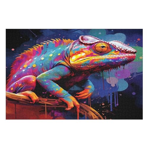 Chamäleon 1000 Teile Puzzles Für Erwachsene, Impossible Puzzle, Geschicklichkeitsspiel Für Die Ganze Familie, Kinder Holzpuzzle （75×50cm） von PPZYY