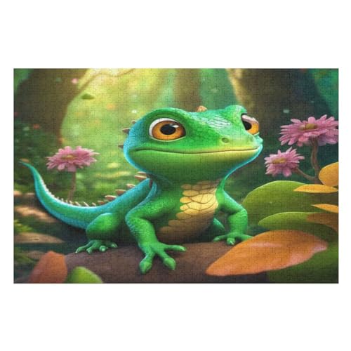 Chamäleon Holzpuzzle - 1000 Teiliges Jigsaw Knobelspiel - Puzzle Für Erwachsene & Kinder - Outdoor & Reisespielzeug （75×50cm） von PPZYY