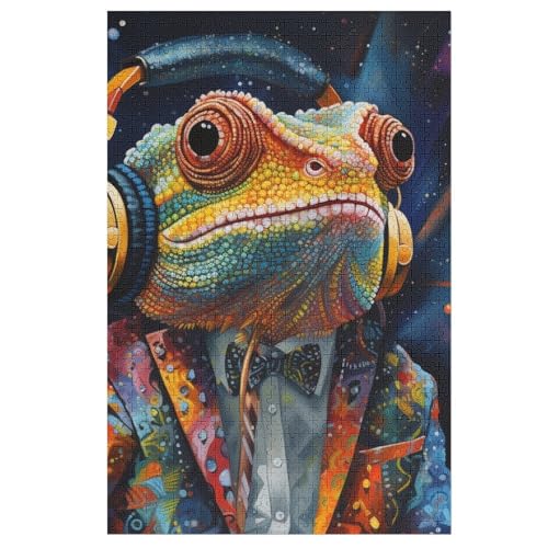 Chamäleon -Puzzle, 1000 Teile,Holzpuzzle Für Erwachsene Kinder, Lustiges Spielzeug, Denkspiel, Bildungsspiel, （78×53cm） von PPZYY