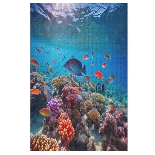 Colorful Fisch Holzpuzzle - 1000 Teiliges Jigsaw Knobelspiel - Puzzle Für Erwachsene & Kinder - Outdoor & Reisespielzeug （78×53cm） von PPZYY
