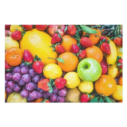 Colorful Obsts Puzzle 1000 Teile, Holzpuzzle Herausforderndes Geschicklichkeitsspiel Für Die Ganze Familie, Kinder Erwachsenenpuzzle Ab 12 Jahren （75×50cm） von PPZYY