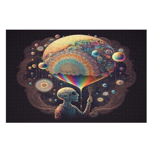Colorful Planet Puzzle 1000 Teile, Holzpuzzle Für Erwachsene Kinder, Impossible Puzzles, Geschicklichkeitsspiel Für Die Ganze Familie （75×50cm） von PPZYY