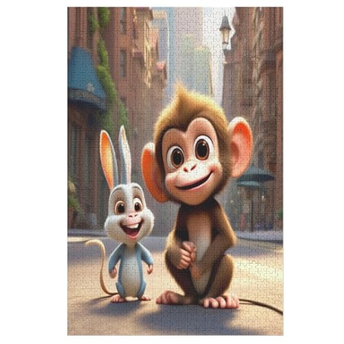 Cute AFFE-Puzzle Für Erwachsene, 1000 Teile, Holzpuzzle, Kinderpuzzle, Dekompressionsspiel, Spielzeugpuzzle （78×53cm） von PPZYY