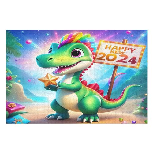 Cute Dinosaurier Puzzle 1000 Teile, Holzpuzzle Herausforderndes Geschicklichkeitsspiel Für Die Ganze Familie, Kinder Erwachsenenpuzzle Ab 12 Jahren （75×50cm） von PPZYY