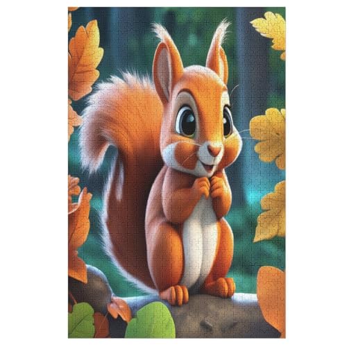 Cute Eichhörnchen Holzpuzzle 1000 Teile, Knobelspiele Für Erwachsene, Teenager, Puzzles Unmögliche - Kinder Puzzle Zimmer Deko （78×53cm） von PPZYY