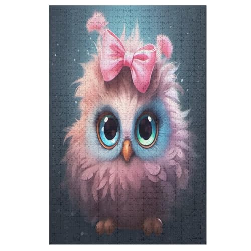 Cute Eule 1000 Teile Puzzles Für Erwachsene, Impossible Puzzle, Geschicklichkeitsspiel Für Die Ganze Familie, Kinder Holzpuzzle （78×53cm） von PPZYY