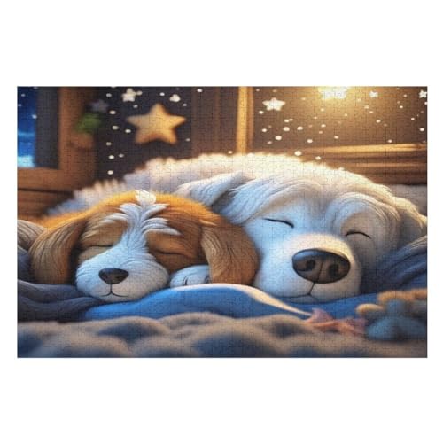 Cute Hund Holzpuzzle Für Erwachsene Teenager Stress Abbauen Familien-Puzzlespiel Poster 1000-teiliges Puzzle Kinder Lernspiel （75×50cm） von PPZYY